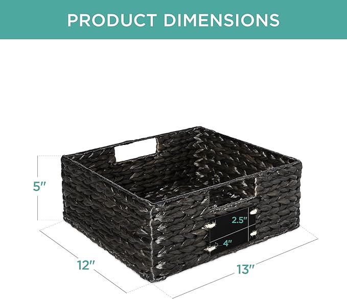 Best Choice Products Set of 4 13x12in Water Hyacinth Pantry Baskets, Woven Organizers w/Chalkboard Label, Chalk Marker - Black
