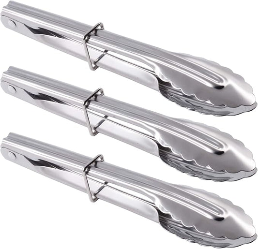 Mini Stainless Steel Serving Tongs Small Tongs for Serving Food Cooking Salad Grilling (7-Inch 3 Pieces)