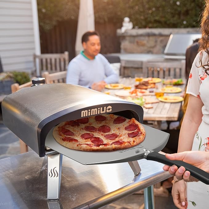 Q Pizza Aluminium Pizza Peel - 12" Metal Pizza Turning Paddle for Grill Oven - Pizza Spatula for Baking Bread Pastry Dough Pie & Cake, Pizza Accessory PT200