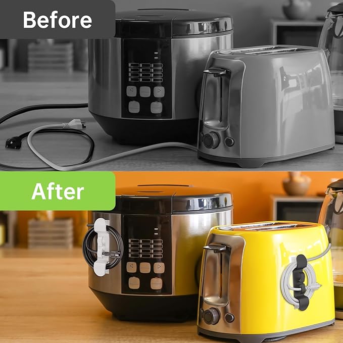 6PCS Cord Organizer for Appliances, Upgraded Kitchen Appliance Cord Wrap, Cord Holder Stick on Pressure Cooker, Coffee Maker, Air Fryer and Blender(6 Black)