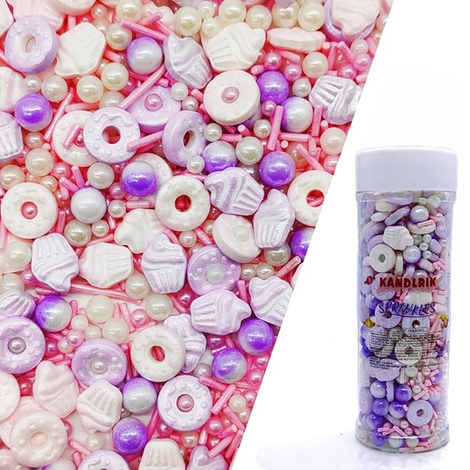 Doughnut Sprinkles Candy Mix Size Edible Pearls Cake Decorations Cupcake Toppers Cookie Decorating Perfect for Wedding Party Valentine Halloween Christmas Supplies 4.58OZ