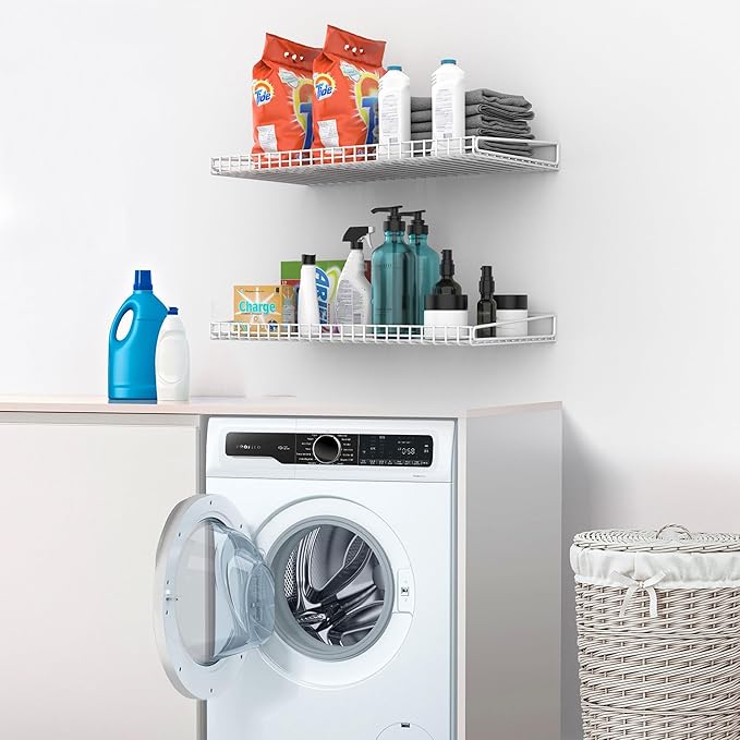 Ultrawall Wall Mounted Storage Shelf for Garage, 2 Pack Metal Shelf Rack, Heavy-Duty Wall Organizer Shelves Suitable for Shop, Shed, Garage 23.5inch x 12inch(White)