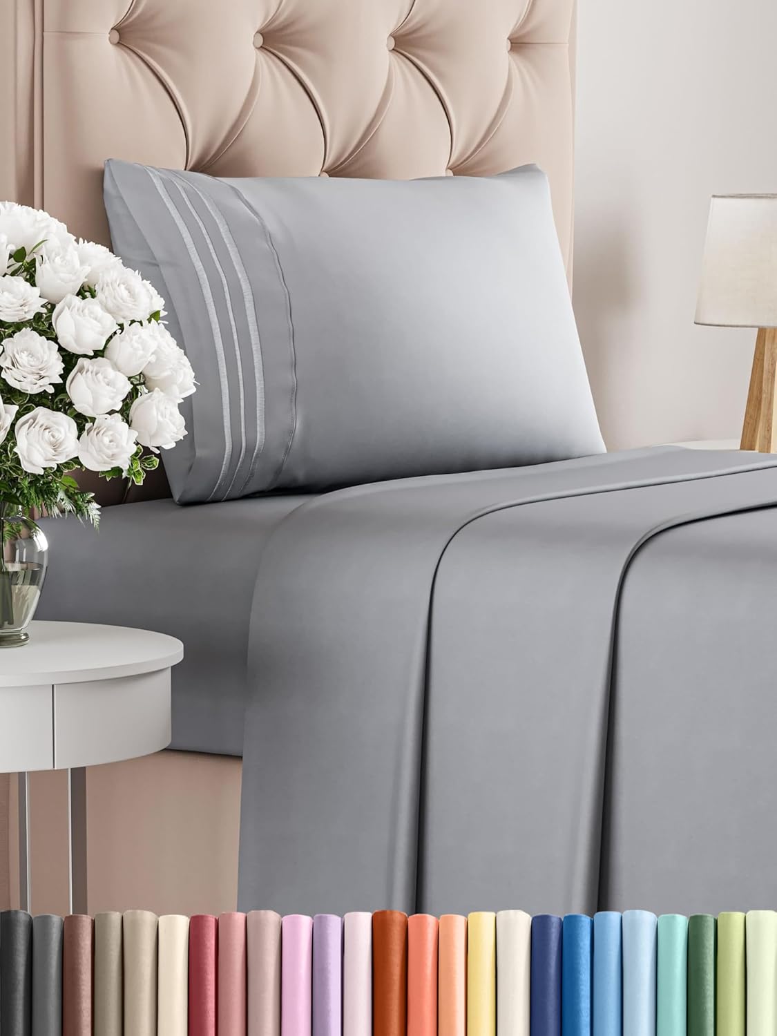 Twin Size 3 Piece Sheet Set - Comfy Breathable & Cooling Bed Sheets Set - Hotel Luxury Bedding for Women, Men, Kids, Teens, Boys & Girls - Deep Pockets, Soft and Wrinkle Free - Oeko-Tex - Steel Blue