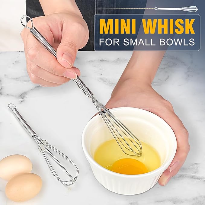 Silicone whisk, Non scratch coated whisk for cooking 7+9+11inch whisks and 3pcs 5+6+7inch 304 stainless steel small whisks, Suitable for Beating, Blending, great for cooking and baking.