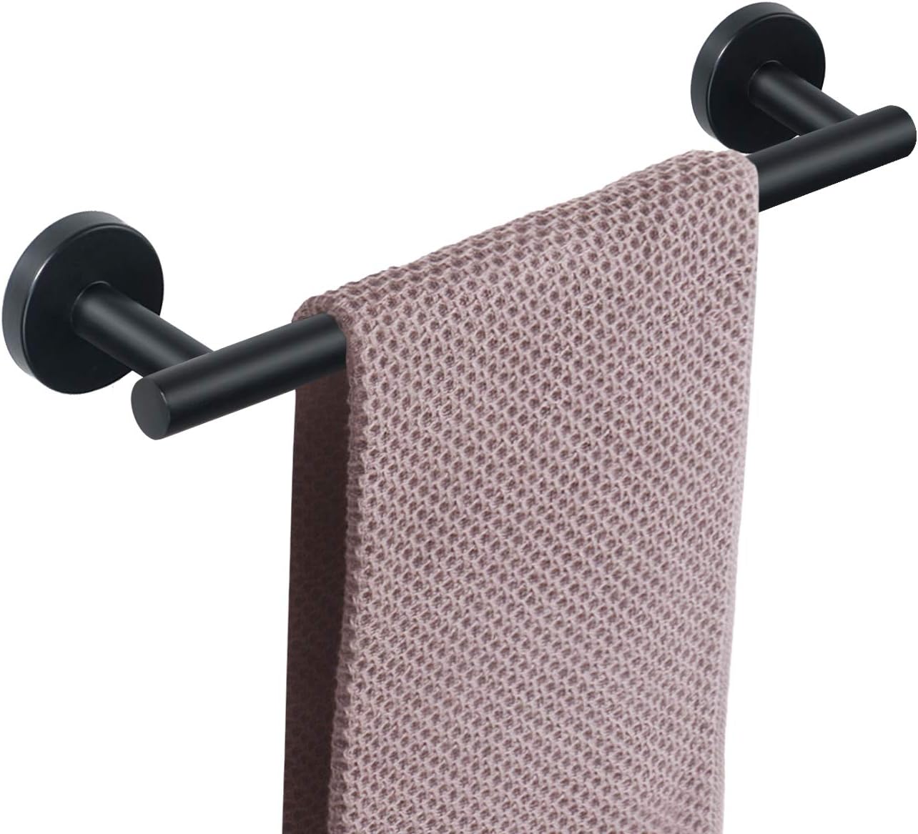 NearMoon Bath Towel Bar, Bath Accessories Thicken Stainless Steel Shower Towel Rack for Bathroom, Towel Holder Wall Mounted (1 Pack, Matte Black, 12 Inch)