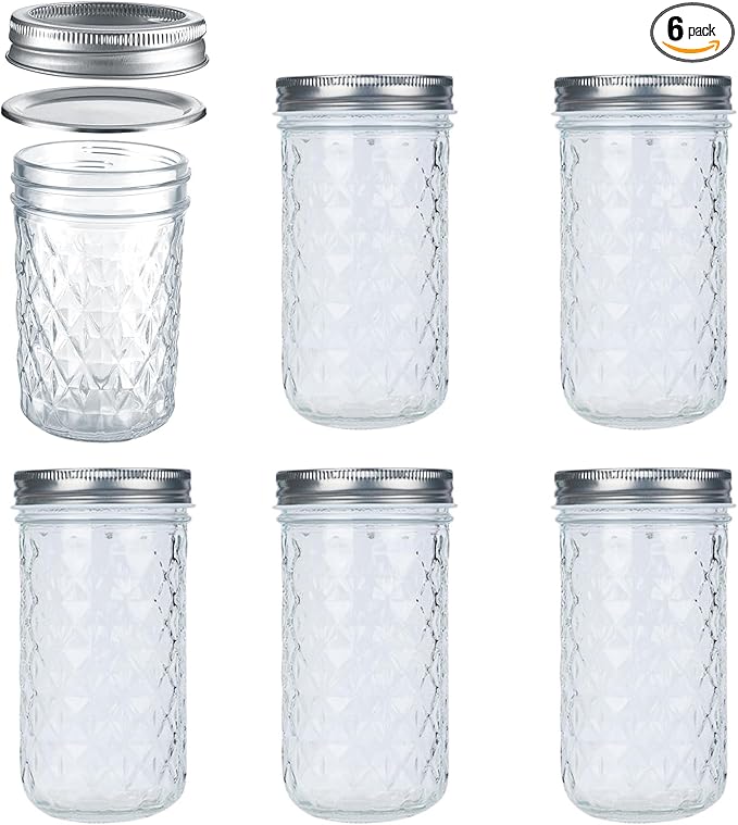 22oz/650ml Mason Jars with Airtight Lids Glass Canning Jars with Regular Lids Spice Jars Honey Jars for Yogurt,Jam,Spice,Overnight Oats Canning, Preserving,Decorations,Jelly,Dessert,6 Pack (22oz)