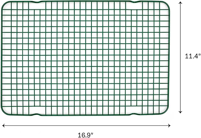Great Jones Big Chill Wire Cooling Rack (Broccoli) – 16.25" × 11.25" Heavy-Weight Aluminized Steel,Nonstick Baking Rack – Oven Safe 450 °F, Bacon & Cookie Cooling Rack – Fits Half Sheet Pans