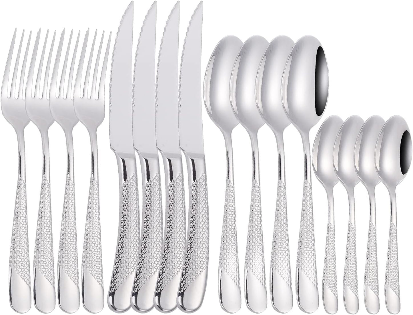 16 Piece Silverware Set,Stainless Steel Flatware Set Spoon and Fork Set for 4,Kitchen Utensil Cutlery Set Mirror Finish Dishwasher Safe Gift Package (gold)