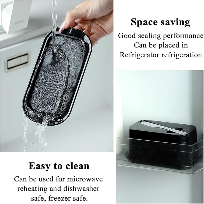 Evanda Butter Dish with Lid for Countertop and Refrigerator Door Shelf with Butter Spreader Knife, Butter Keeper, Plastic Butter Holder Tray Container for West/East Coast Butter