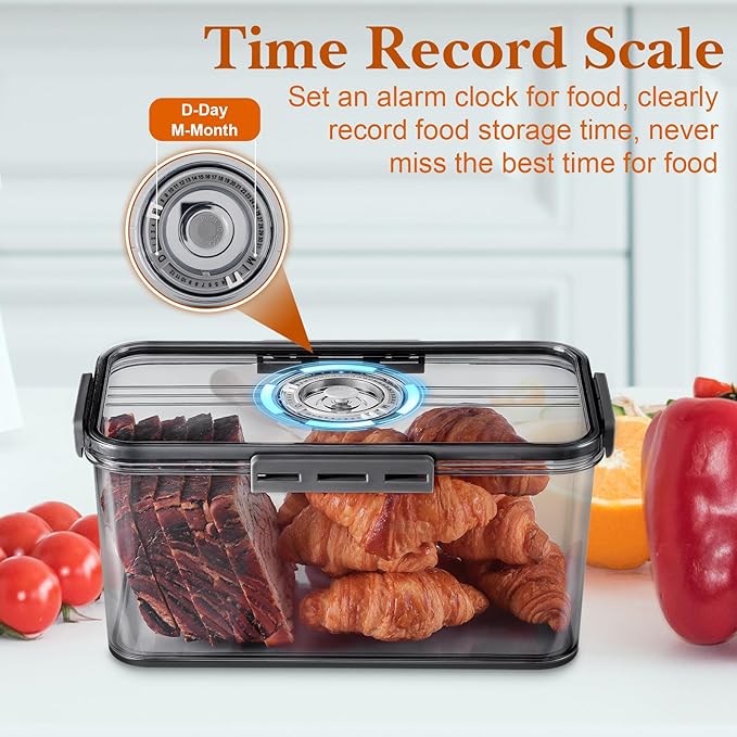 Bread Box for Homemade Bread Boxes for Kitchen Counter Airtight, Time Recording Bread Storage Container with Lid, Bread Containers Storage Airtight Loaf Bread Keeper, Dark Grey