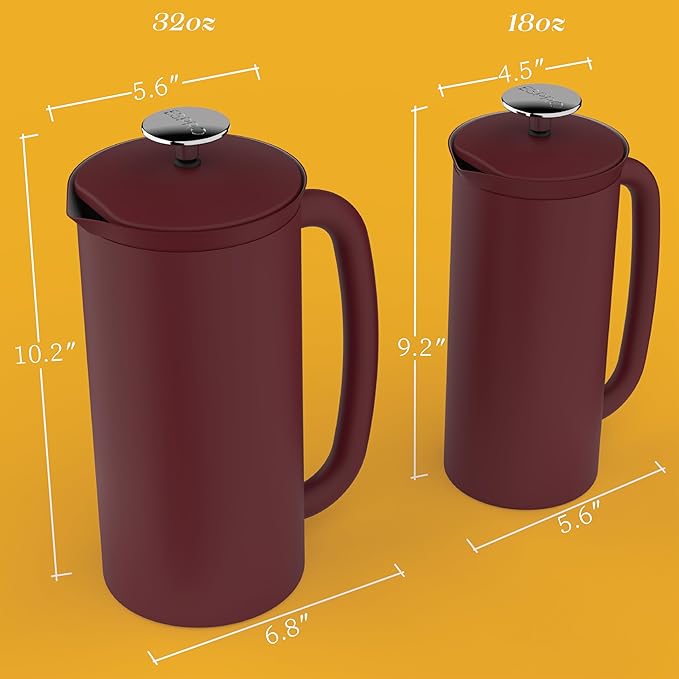 ESPRO P7 French Press Coffee Maker - Double-Walled Stainless Steel Insulated with Micro-Filter, 18 Ounces, Cranberry