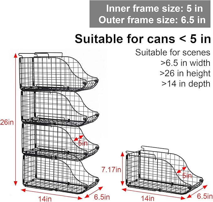 Sonyabecca 6-Pack Can Storage Organizer Pantry, Stackable Kitchen Canned Food Holder With Handles, Can Organizer For Pantry Countertop Cabinet, Beverage Drink Pop Soda Can Dispenser Patent Pending