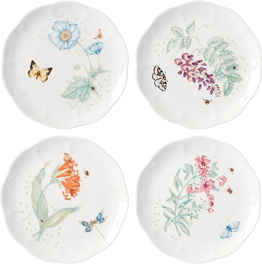 Lenox Butterfly Meadow 4-Piece Accent Plate Set, 3.79, Multi,White