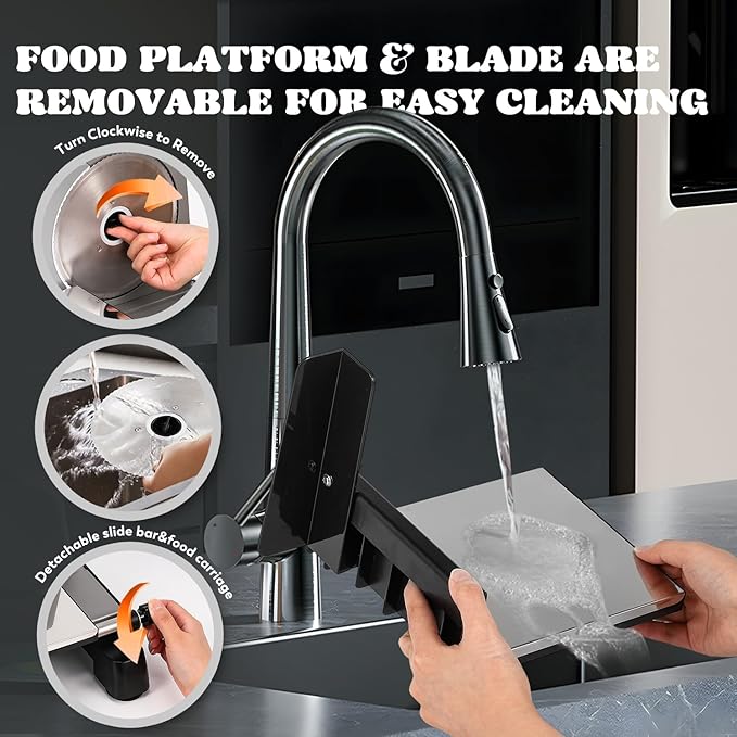 Moongiantgo Meat Slicer Electric with Removable 7.5’’ Blades Stainless Steel, 0-18mm Adjustable Thickness, Deli Food Slicer with Child Lock Protection for Meat, Fruit, Bread, Cheese, 110V