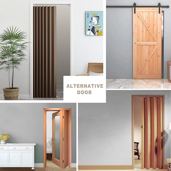 Vatge Door Curtains for Doorways - Brown Curtains for Closets Doors Privacy Room Divider for Room Separation,1 Panel with Tieback, W39 x L78, Brown