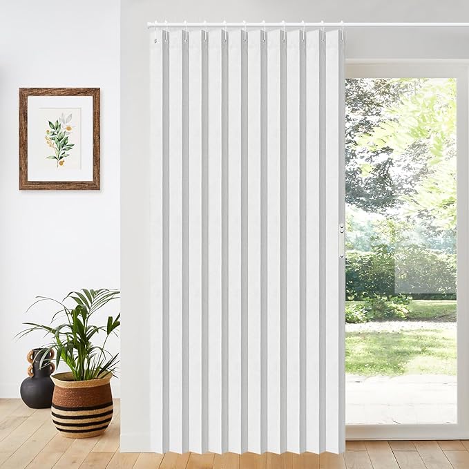 Vatge Door Curtains for Doorways, Accordion Style Curtain for Closet Doors, Temporary Doors for A Room Privacy, 1 Panel with Tieback, W52 x L78, Stone White