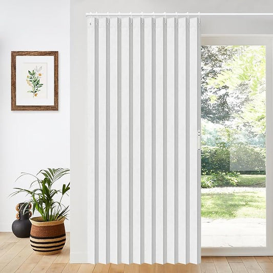 Vatge Door Curtains for Doorways, Accordion Style Curtain for Closet Doors, Temporary Doors for A Room Privacy, 1 Panel with Tieback, W52 x L78, Stone White