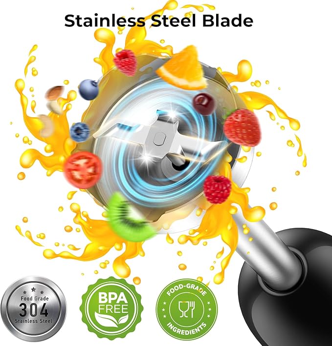 KOIOS Immersion Blender, 1100W 5-in-1 Multi-Purpose Hand Blender, 12-Speed, 600ml Beaker, 500ml Chopper, Egg Whisk, Milk Frother, Black