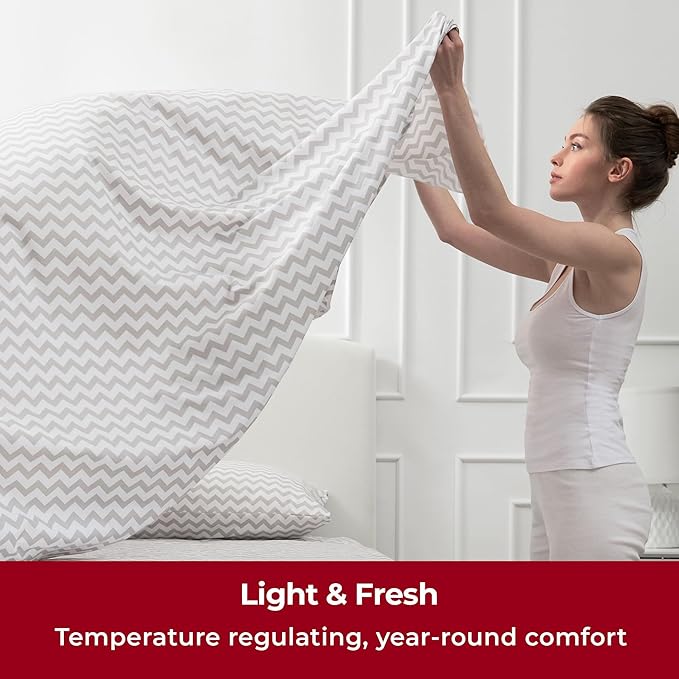 Mellanni Extra Deep Twin Sheets - 3 PC Iconic Collection Bedding - Hotel Luxury, Ultra Soft, Cooling Bed Sheets - Wrinkle, Fade, Stain Resistant (Twin, Chevron Gray)