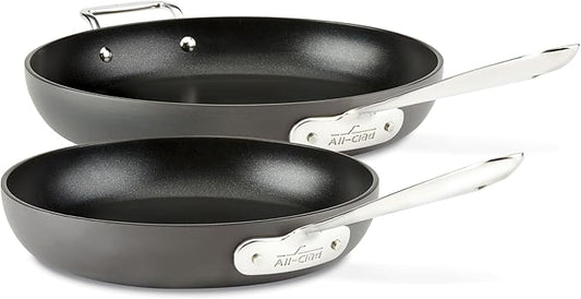 All-Clad E7859064 HA1 Hard Anodized Nonstick Fry Pan Cookware Set, 10 Inch and 12 Inch Fry Pan, 2 Piece, Black