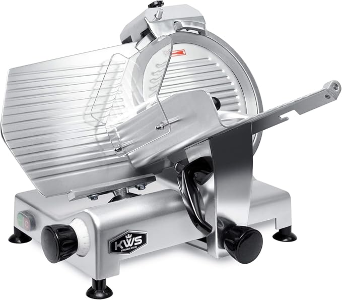 KWS Commercial 420W Electric Meat Slicer 12" Frozen Meat Deli Slicer Restaurant and Home Use Stainless Steel Blade [ETL, NSF Certified] (Stainless Steel Blade, 12-Inch Blade)