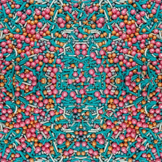 Confect Fusion Pearl Sprinkle Mix – Pink, Teal & Gold Sugar Pearls | Edible Cake Topping for Cupcakes, Cookies & Desserts – Decorative Baking Sprinkles Decoration | Vegan, Gluten-Free, Nut-Free, Soy-Free, Dairy-Free, Palm Oil-Free- 4.2 Oz