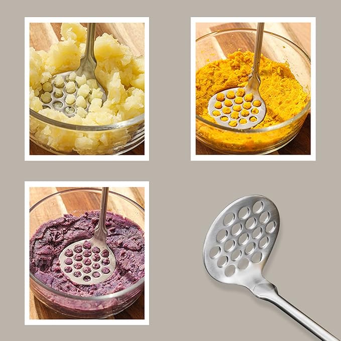 Potato Masher, Stainless Steel Potato Masher,Large Heavy Duty Metal Mashing Utensil Kitchen Tool,Silver,1 Pieces,7.8 Inch