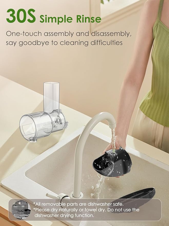 Cold Press Juicer Machine for Fruits & Vegetables, Masticating Juicer, Wheatgrass Celery Juicer with 200W Quiet Motor Reverse Function, High Juice Yield Slow Juice Extractor BPA-Free Easy to Clean