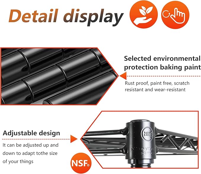 FDW Shelves,Wire Shelving Utility Storage Shelves Shelving Unit NSF Certified Height Adjustable Metal 5 Tier Shelves Easy Assembly 24" L x 14" W x 59" H,Black