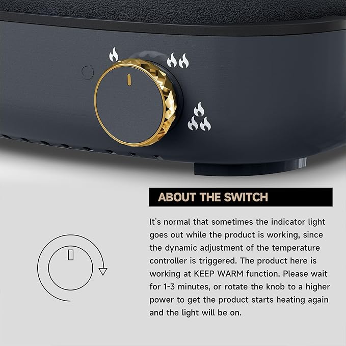 Dezin Electric Shabu Shabu Pot with Removable Pot, 4L Non-Stick Hot Pot Electric with Dual-Power Control, Electric Pot with Tempered Glass Lid for Party, Family and Friend Gathering