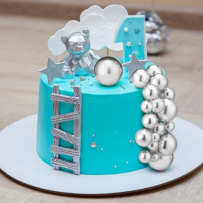 108 Pcs Balls Cake Topper DIY Cupcake Insert Foam Balloons for Cake Baking Wedding Anniversary Birthday Decoration(Gold, Silver,Multi Sizes)