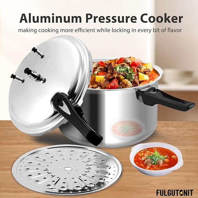 12 Quart Pressure Cooker,Aluminum Pressure Canner w/Canning Rack & Easy Lock Lid for Canning, Steaming