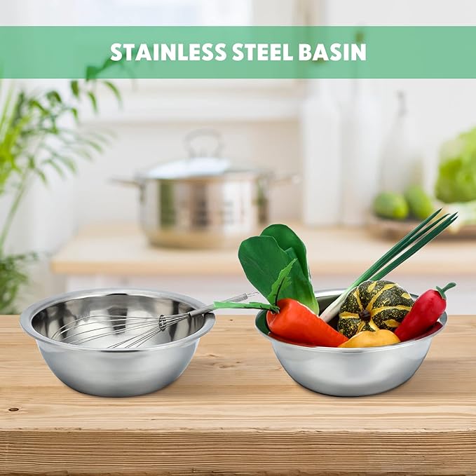 Pinkunn Set of 12 Stainless Steel Mixing Bowls, Nesting Metal Prep Salad Bowl Bulk Kitchen Large Reusable Baking Food Container for Hotel Restaurant Home Cooking, Silver(11.8 x 3.74 Inch)