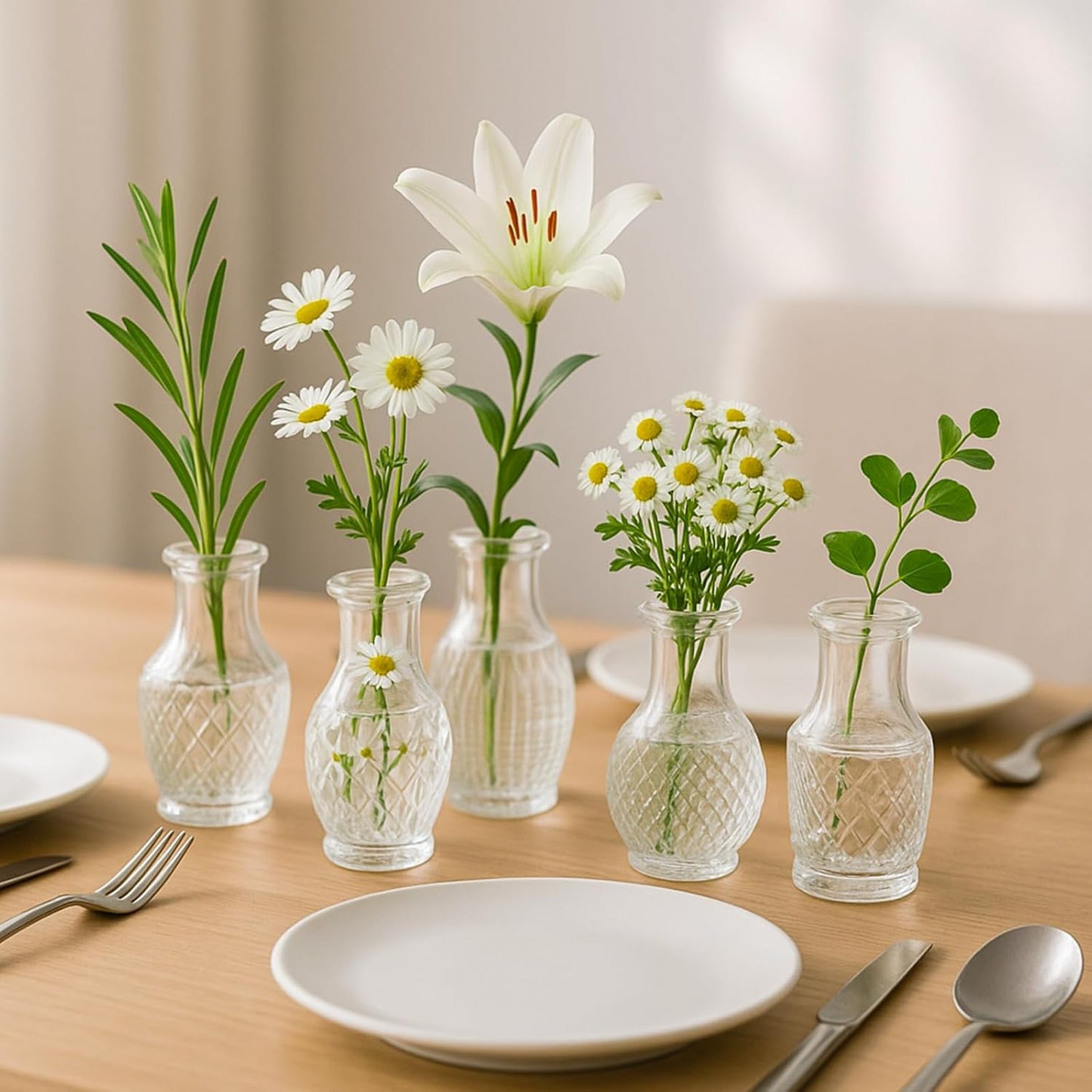 Glass Bud Vase Set of 20 Pcs, Small Clear Bud Vases for Flowers, Vintage Vases for Centerpiece Table Wedding Decorations Home Decor Glass Bottles for Birthday Party Anniversary