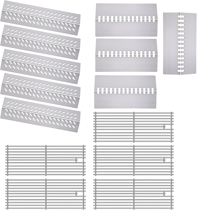 9MM 16517 Grill Grates 16GA Grill Heat Plates for 16631 16520 Bull Grill Replacement Parts, BBQ Bull Brahma 5 Burner 57568, 57569, 57568CE, 57568AGA, 57569CE, 57569AGA, Stainless Steel Grids