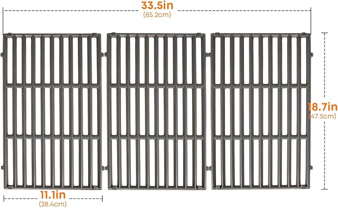 Stanbroil Cast Iron Cooking Grate for Weber Genesis II and Genesis II LX 400 Series Gas Grills - Grill Grid Grate for Genesis 2022 Genesis E-435, Genesis S-435, Genesis SPX-435, Set of 3