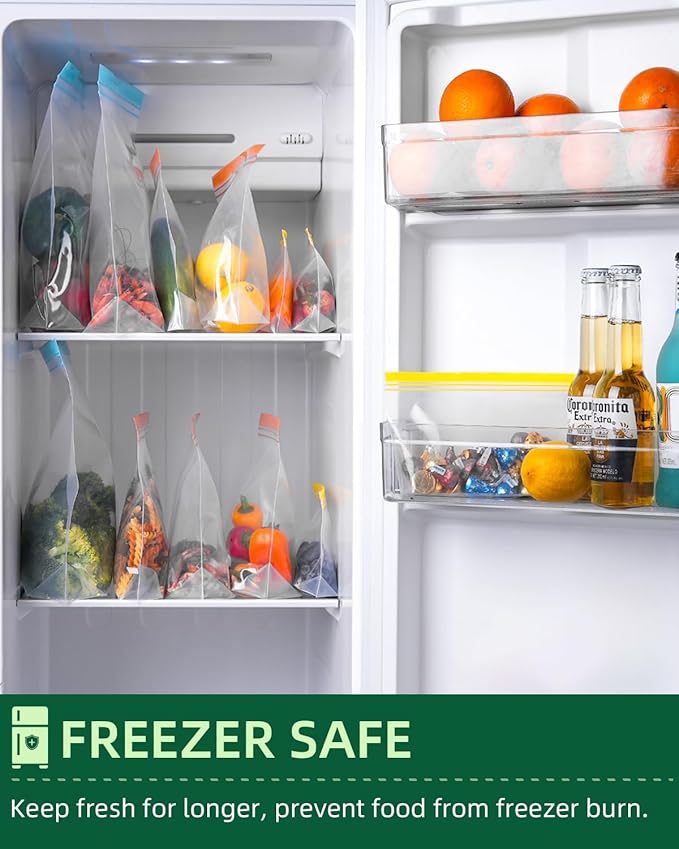 Lerine 20 Pack Reusable Freezer Bags Dishwasher Microwave Safe, Stand Up Silicone and BPA Free Reusable Sandwich Bags, Leakproof Food Storage Bags for Meal Prep - 8 Gallon 7 Sandwich 5 Snack