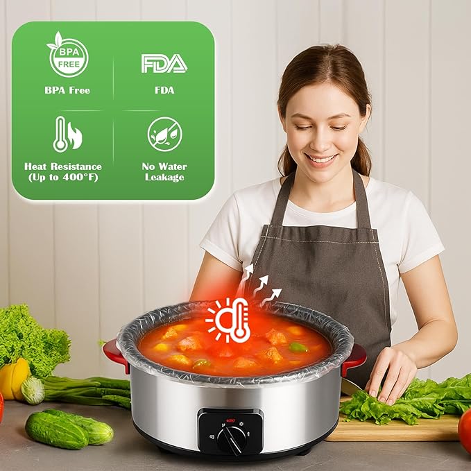 Slow Cooker Liners 3-8 Quarts Disposable Pot Liners 13"x21" Mess-Free Cooking & BPA Free Cooking Bags Suitable for Oval & Round Pots High-Temperature Resistant Liners(40 Liners)