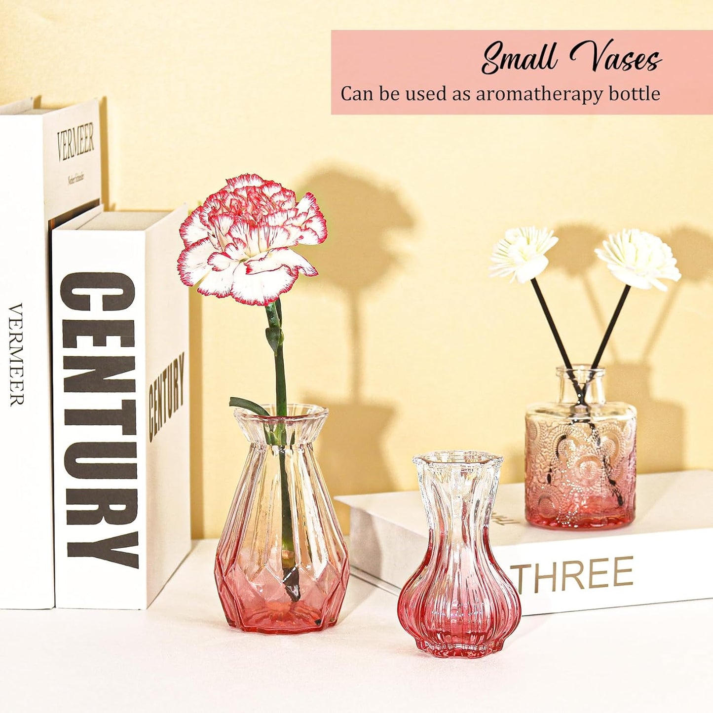 36Pcs Bud Vases Set Small Vintage Glass Bottles Pink Bud Vases in Bulk Multiple Shape Cute Glass Vases for Rustic Wedding Centerpieces Table Decorations and Home Decor(Pink)