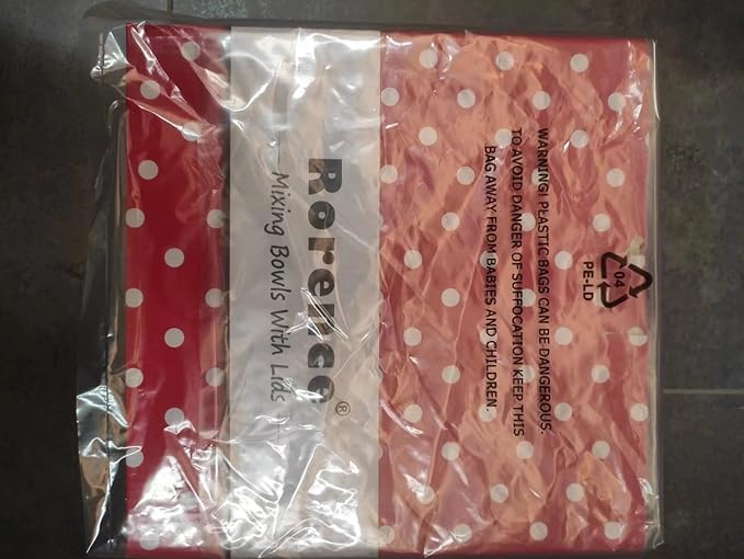 Rorence Mixing Bowls with Lids Set: Stainless Steel Mixing Bowls with Handles, Non-Slip Bottom & Pour Spout - Red, 3 quarts