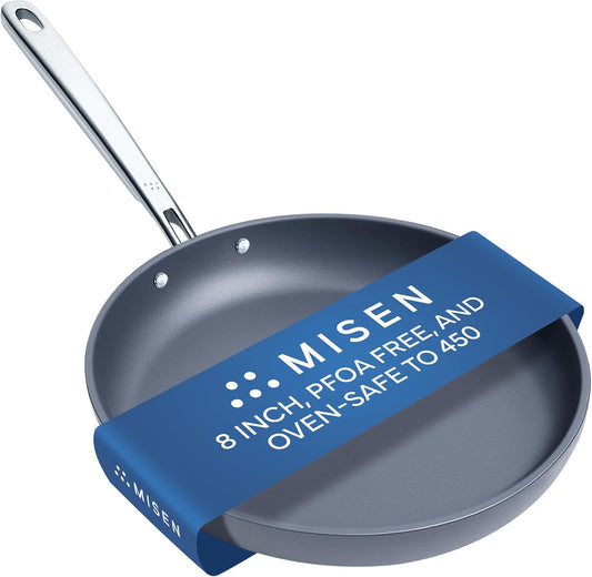 Misen Premium Nonstick Frying Pan 8 Inch - Premium Skillet for Meat, Vegetables, Eggs, and More - Tough, Long Lasting, Non Stick Coating for Easy Cooking and Quick Clean Up