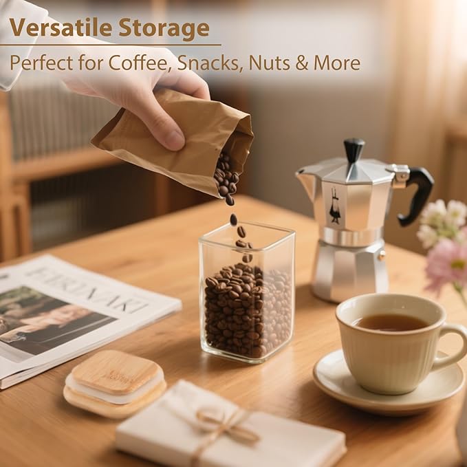 12 Pack 8 oz Square Glass Spice Jars with Lids and Labels – Airtight Small Spice Containers Set, Clear Glass Storage Jars for Seasoning, Spices, Kitchen Pantry Organization