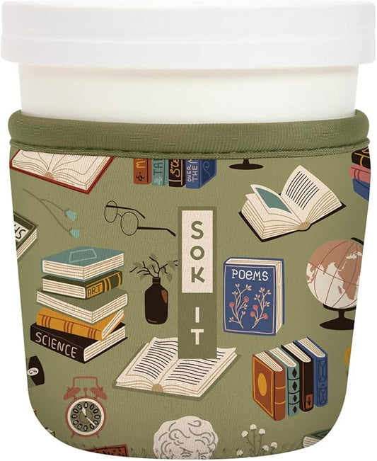 Sok It IceCreamSok Insulated Neoprene Cover (Book Club, Tapered Ice Cream Pints)