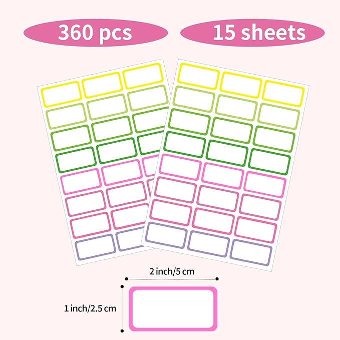 STARLIBOO Removable Freezer Labels,1x2 Inch Color Coding Removable Labels for Food Containers, Removable Label Easy Peel Off, Freezer Label to Write on/Waterproof (8 Colors,360 Pcs)