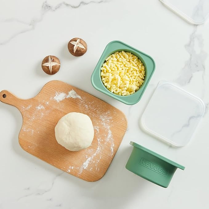 Stackable Silicone Artisan Pizza Dough Proofing Proving Containers with Lids-4 pack-500ml portion (Blue)