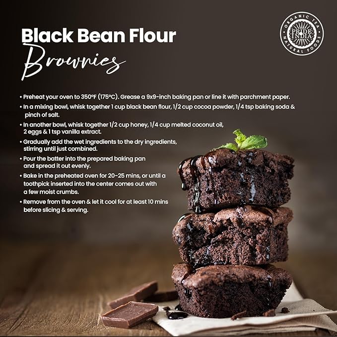 Pride of India- Black Bean Flour 1 lbs (454 gm) Rich Earthy Taste Freshly Milled in Small Batches | Ideal for Cakes Gravies Noodles Smoothies Custard | Vegan, Gluten-Free