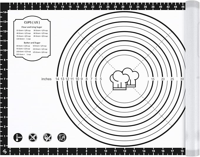 Silicone Baking Mat,26" x 16" Non-slip Dough Rolling Pastry Mat Non Stick Baking Sheet Mat with Measurement Cookies,Macarons,Bread