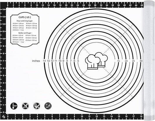 Silicone Baking Mat,26" x 16" Non-slip Dough Rolling Pastry Mat Non Stick Baking Sheet Mat with Measurement Cookies,Macarons,Bread