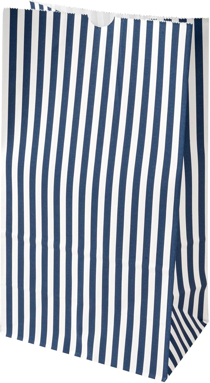 Restaurantware Bag Tek 12 LB Disposable Lunch Bags 100 Sturdy Take Out Bags - Flat Bottom Great For Restaurants Cafes And Bakeries Blue And White Paper Popcorn Bags Versatile For Grocery