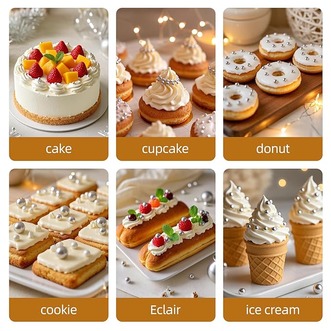 Silver Pearl Sprinkles, Edible Pearl Sugar Sprinkle,Mix Size,Baking Edible Cake Decorations,Cupcake Toppers,Cookie Decorating Donuts Ice Cream Toppings,Wedding Birthday Party Valentines Christmas Supplies,130g/4.58oz